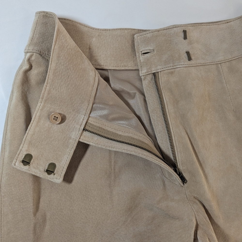 Massini Women's Tan Genuine Suede Leather Pants Size 10 - Picture 4 of 14